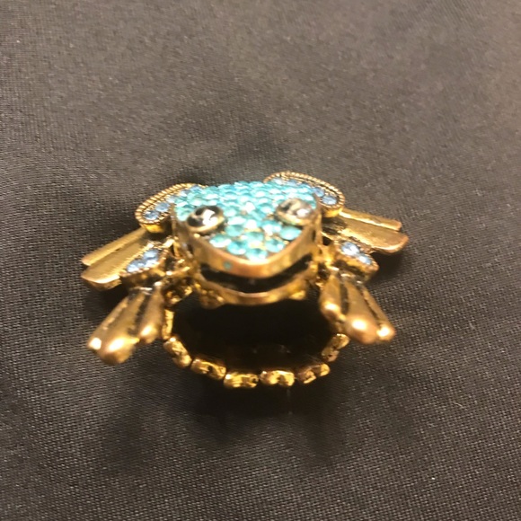 Blue/green Rhinestone Frog Stretch Ring Vintage 80’s - Picture 5 of 5